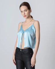 Seiden-Camisole mit V-Ausschnitt und Frontöffnung