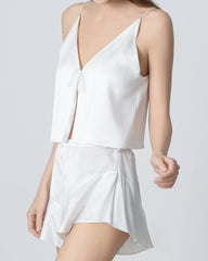Seiden-Pyjamaset aus kurzer Camisole mit V-Ausschnitt
