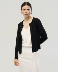 Waschbarer Seiden-Jersey Cardigan mit Knopfleiste vorne