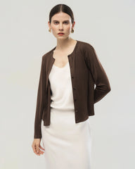 Waschbarer Seiden-Jersey Cardigan mit Knopfleiste vorne