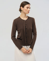 Waschbarer Seiden-Jersey Cardigan mit Knopfleiste vorne