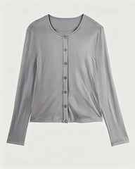 Waschbarer Seiden-Jersey Cardigan mit Knopfleiste vorne