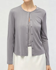 Waschbarer Seiden-Jersey Cardigan mit Knopfleiste vorne