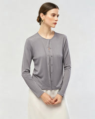 Waschbarer Seiden-Jersey Cardigan mit Knopfleiste vorne