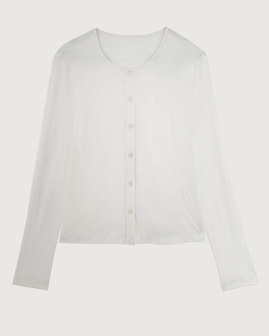 Waschbarer Seiden-Jersey Cardigan mit Knopfleiste vorne