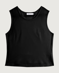 Waschbares Seiden-Jersey Cropped Tanktop mit Rundhalsausschnitt