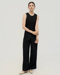 Waschbares Seiden-Jersey Cropped Tanktop mit Rundhalsausschnitt