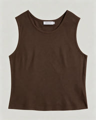 Waschbares Seiden-Jersey Cropped Tanktop mit Rundhalsausschnitt