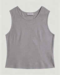 Waschbares Seiden-Jersey Cropped Tanktop mit Rundhalsausschnitt
