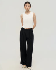 Waschbares Seiden-Jersey Cropped Tanktop mit Rundhalsausschnitt