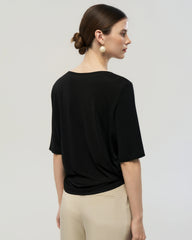 Waschbares Seidenjersey T-Shirt mit Rundhalsausschnitt
