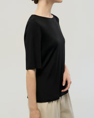 Waschbares Seidenjersey T-Shirt mit Rundhalsausschnitt