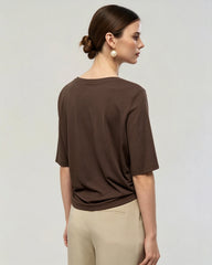 Waschbares Seidenjersey T-Shirt mit Rundhalsausschnitt