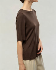 Waschbares Seidenjersey T-Shirt mit Rundhalsausschnitt