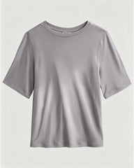 Waschbares Seidenjersey T-Shirt mit Rundhalsausschnitt