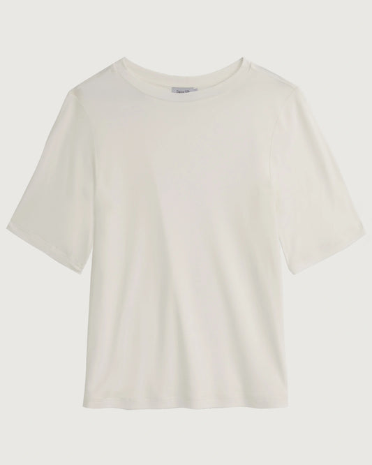 Waschbares Seidenjersey T-Shirt mit Rundhalsausschnitt