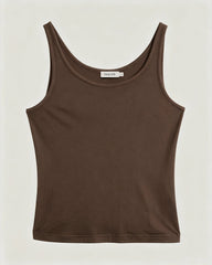 Waschbares Seiden-Jersey Tanktop mit doppeltem U-Ausschnitt
