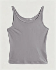 Waschbares Seiden-Jersey Tanktop mit doppeltem U-Ausschnitt