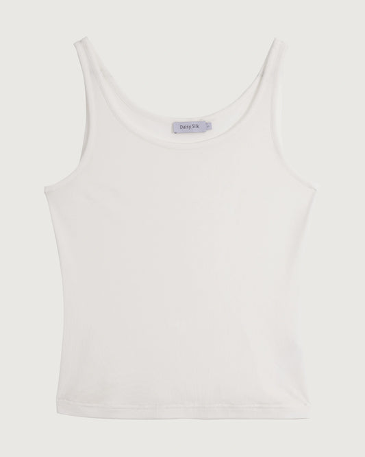 Waschbares Seiden-Jersey Tanktop mit doppeltem U-Ausschnitt
