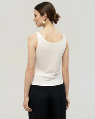 Waschbares Seiden-Jersey Tanktop mit doppeltem U-Ausschnitt