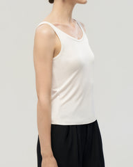 Waschbares Seiden-Jersey Tanktop mit doppeltem U-Ausschnitt
