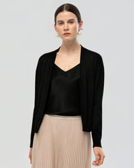 Waschbarer Seidenjersey Cardigan mit Drapierung