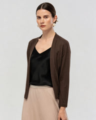 Waschbarer Seidenjersey Cardigan mit Drapierung