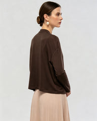 Waschbarer Seidenjersey Cardigan mit Drapierung
