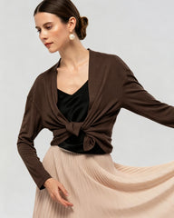 Waschbarer Seidenjersey Cardigan mit Drapierung