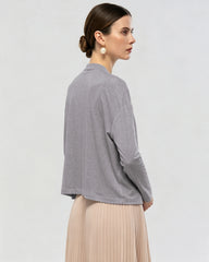 Waschbarer Seidenjersey Cardigan mit Drapierung