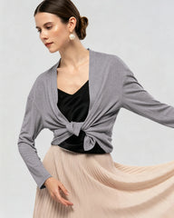 Waschbarer Seidenjersey Cardigan mit Drapierung