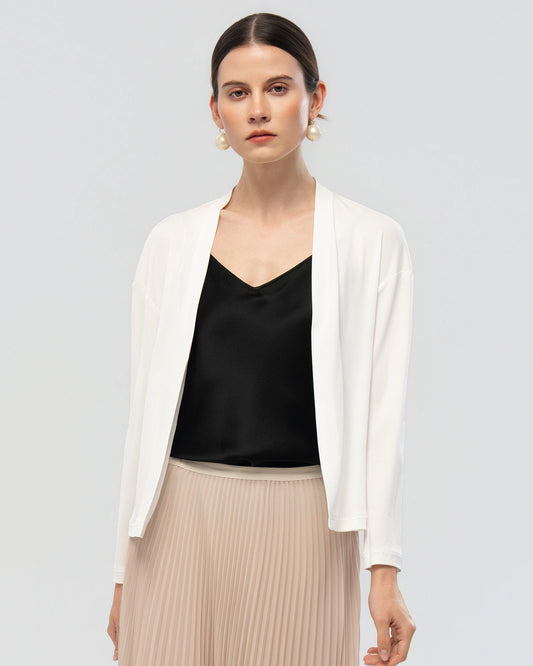 Waschbarer Seidenjersey Cardigan mit Drapierung