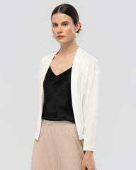 Waschbarer Seidenjersey Cardigan mit Drapierung