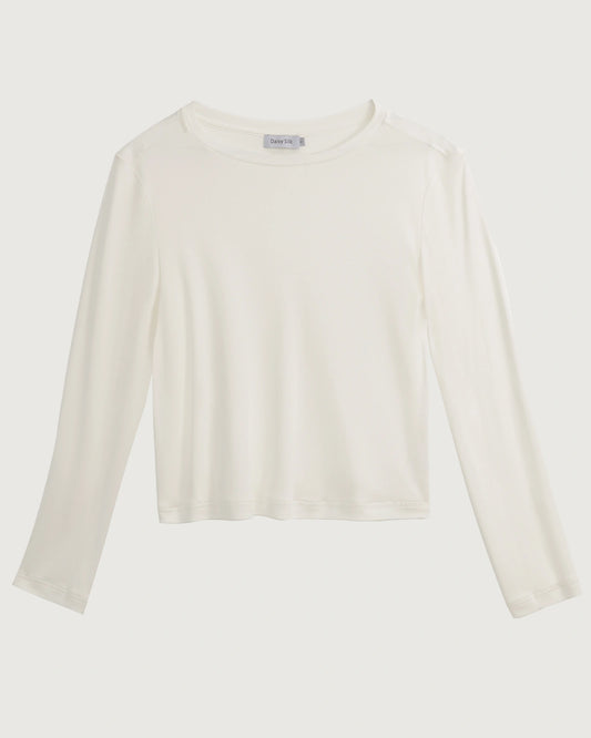 Waschbares Seiden-Jersey Langarm-T-Shirt