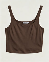 Waschbares Seidenjersey Cropped Tanktop mit quadratischem Ausschnitt