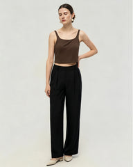 Waschbares Seidenjersey Cropped Tanktop mit quadratischem Ausschnitt