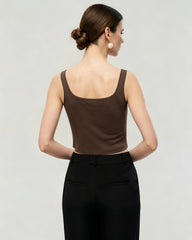 Waschbares Seidenjersey Cropped Tanktop mit quadratischem Ausschnitt