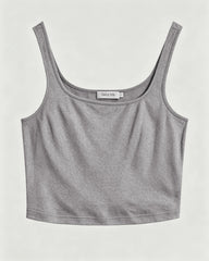 Waschbares Seidenjersey Cropped Tanktop mit quadratischem Ausschnitt