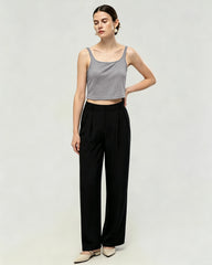 Waschbares Seidenjersey Cropped Tanktop mit quadratischem Ausschnitt