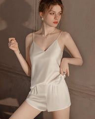 Waschbares Seiden-Pyjama-Set mit Shorts