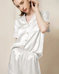 Waschbares kurzärmeliges Seiden-Pyjama-Set