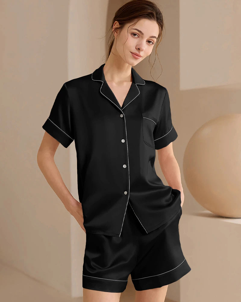 Kurzes Seidenpyjama-Set – waschbar