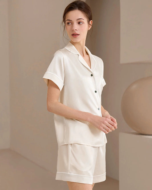 Kurzes Seidenpyjama-Set – waschbar