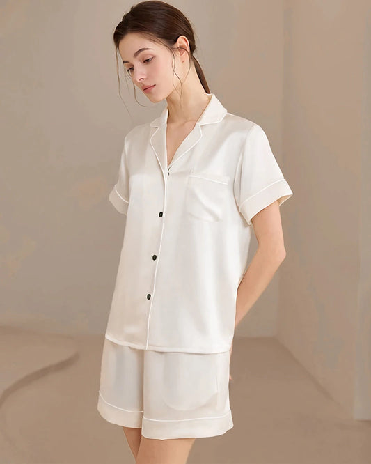 Kurzes Seidenpyjama-Set – waschbar