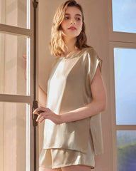 Kurzärmliges Pyjama-Set aus waschbarer Seide