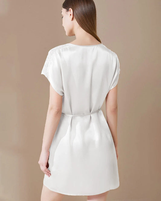 Seiden-Pyjama-Kleid mit Spitze – waschbar