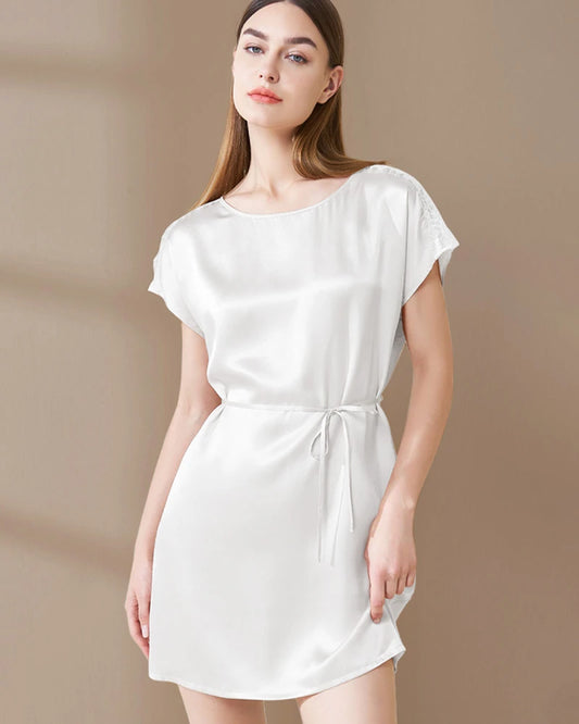 Seiden-Pyjama-Kleid mit Spitze – waschbar