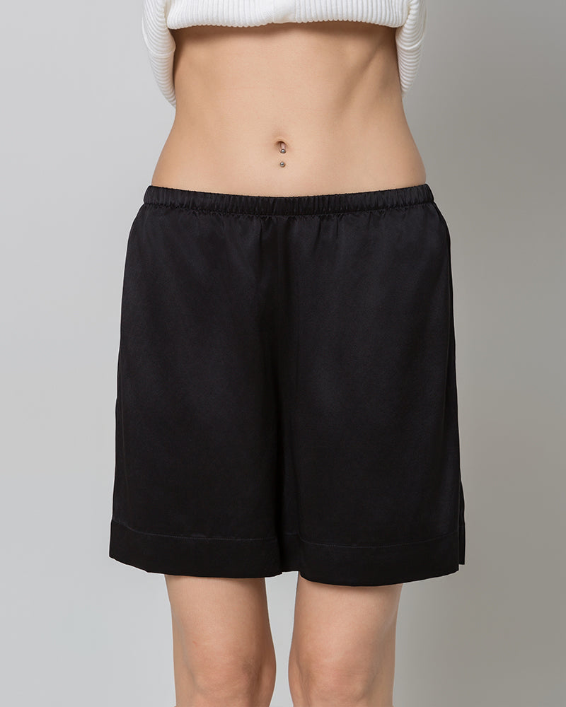 Damen 100% Seiden-Pyjama-Shorts mit elastischer Taille