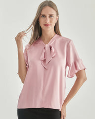 Frauen Seidenbluse mit Krawattenkragen
