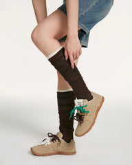 Damen Gerippte Cashmere-Modal-Mix Slouchy Socken